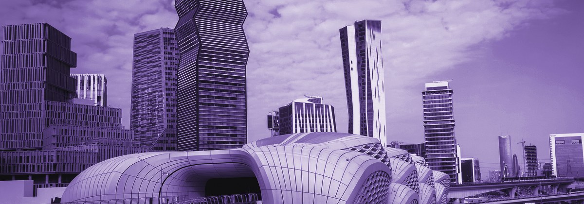 Riyadh Metro train on elevated track